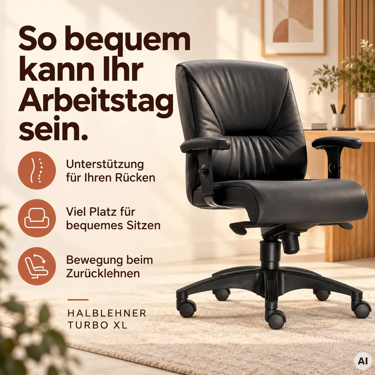 Halblehner Turbo XL - Luxus Chefsessel
