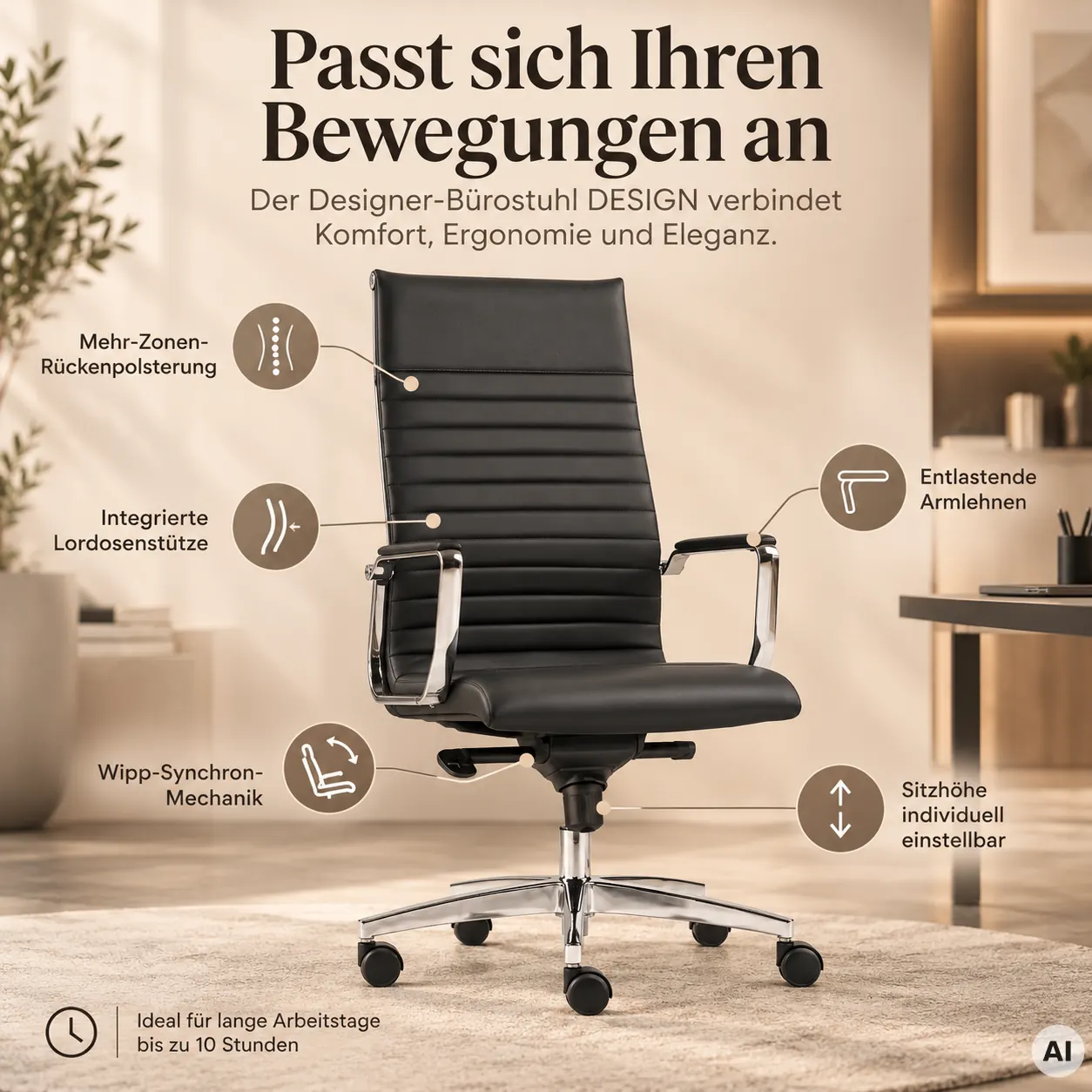 DESIGN - Bequemer Designer Bürostuhl
