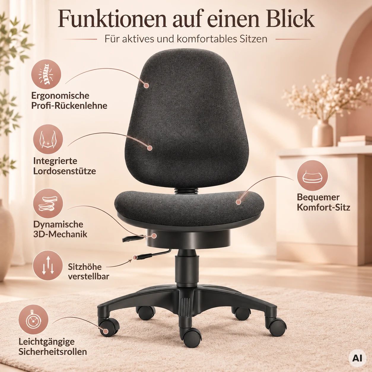 Lady Wellness - Bequemer Bürostuhl für Frauen