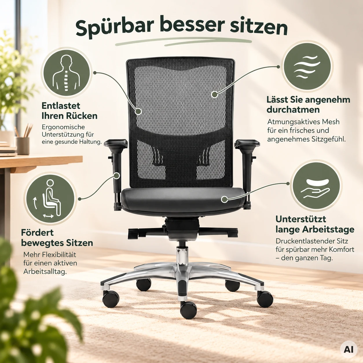 Liberty M - Ergonomischer Netz-Bürostuhl