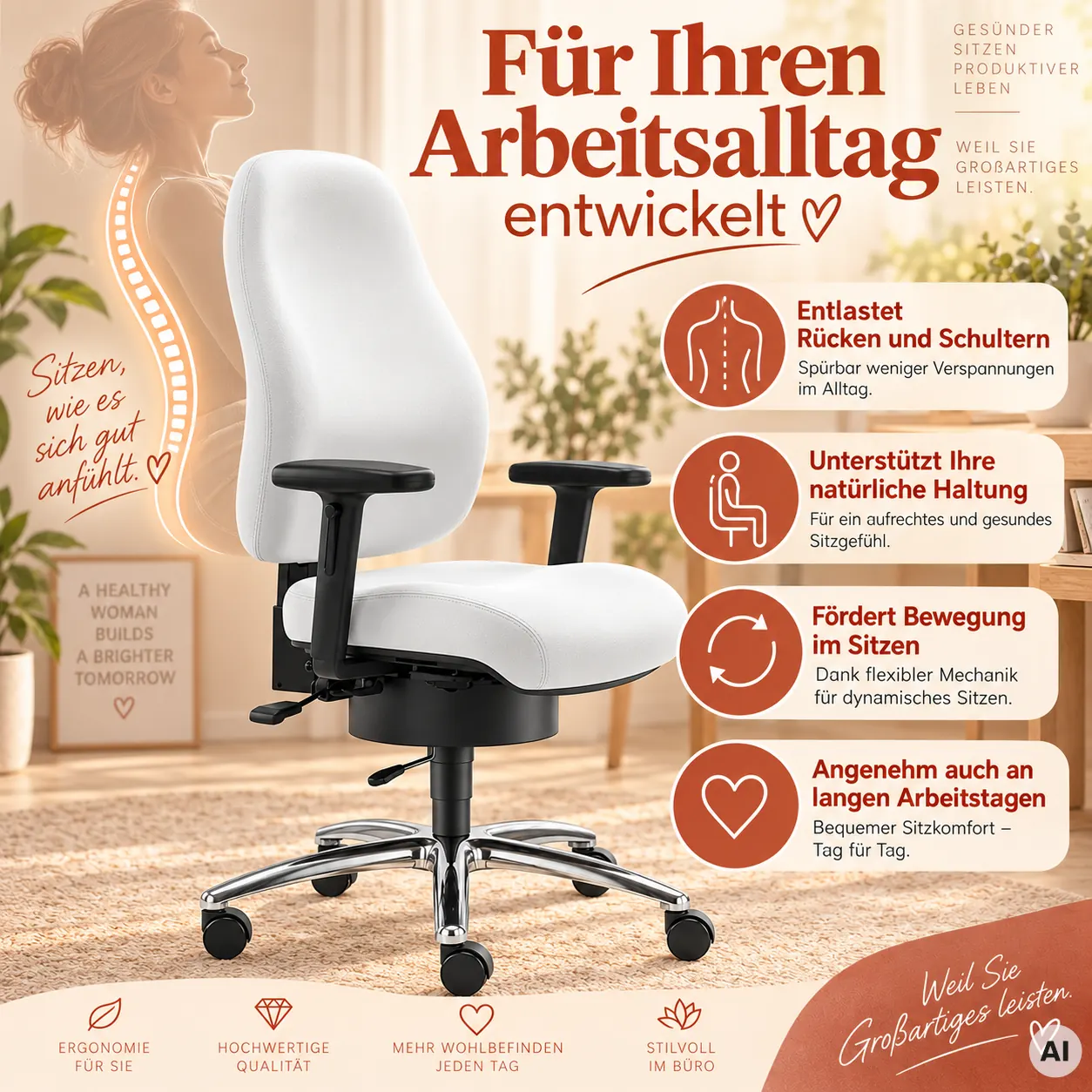 Lady SITWELL - Bequemer Bürostuhl für Frauen