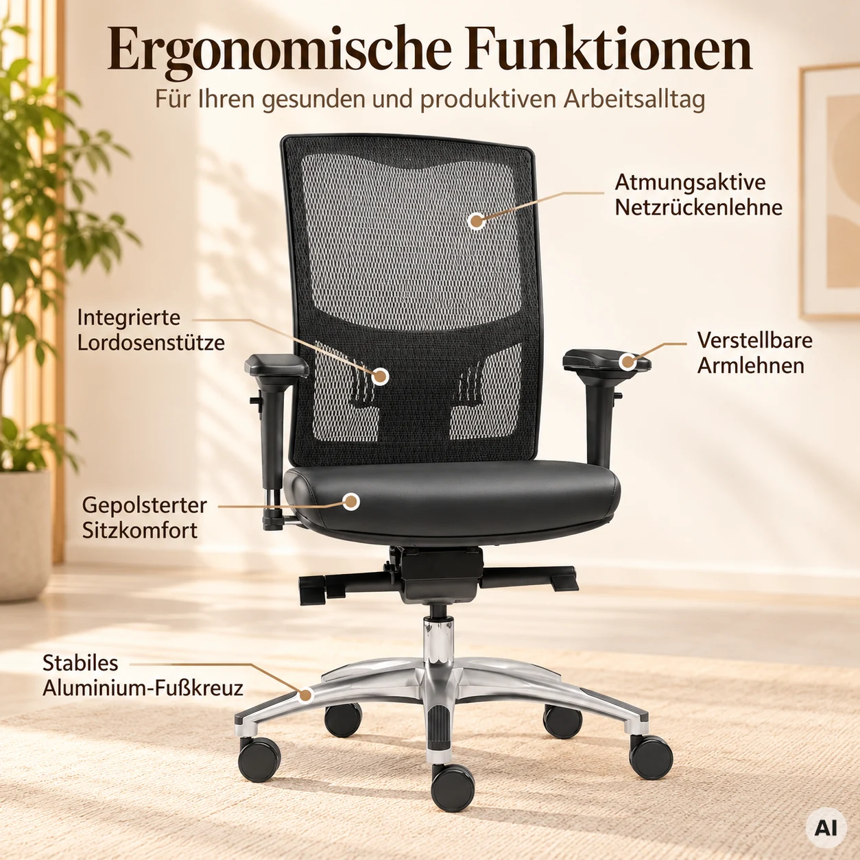 Liberty M - Ergonomischer Netz-Bürostuhl