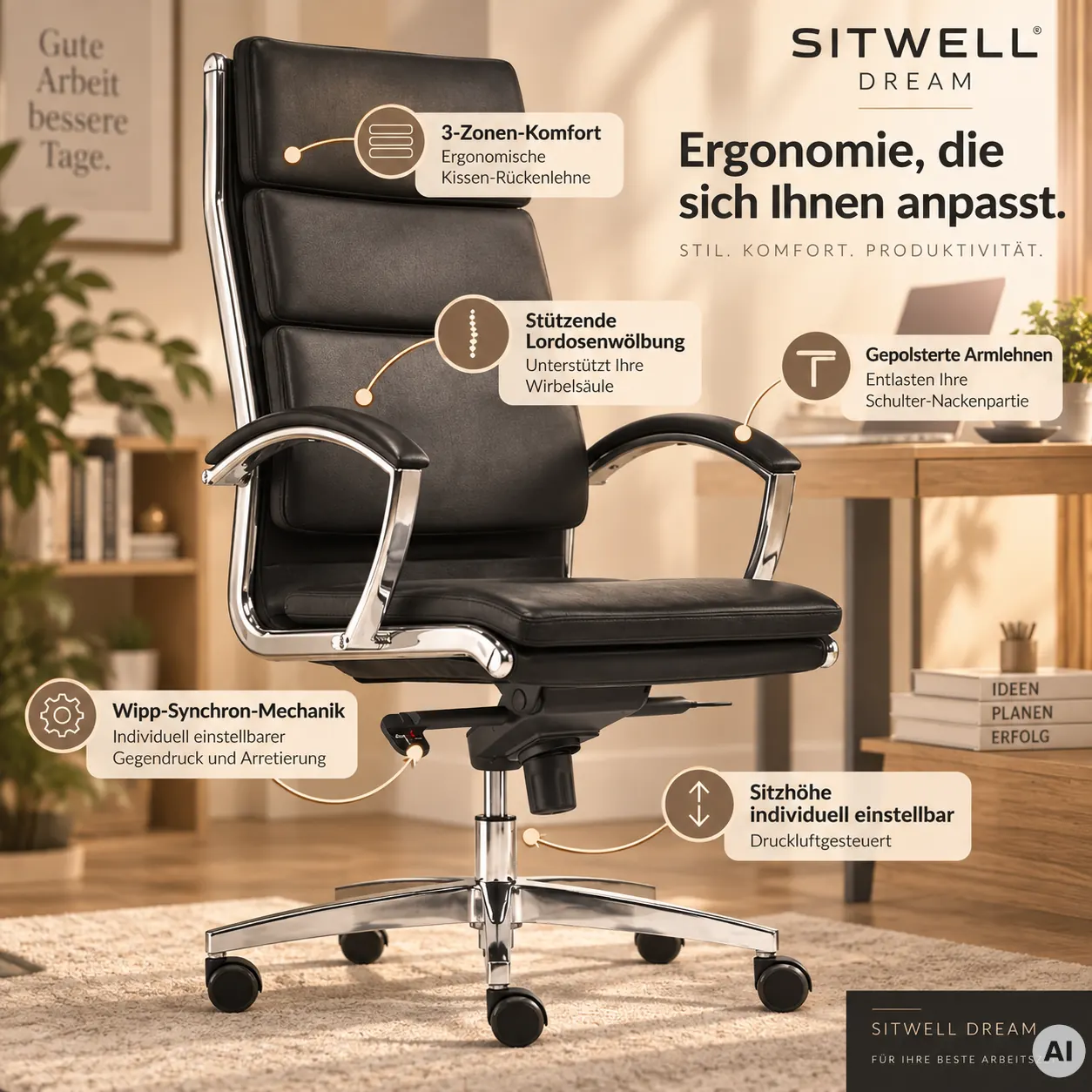 Dream - Bequemer Eyecatcher Bürostuhl aus Bonded Leder